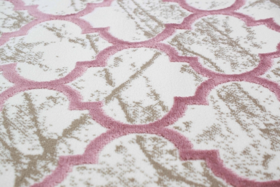 Teppich Wohnzimmerteppich marokkanisches Muster beige rosa