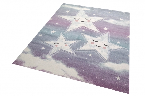Preview: Spiel Teppich Kinderzimmer Sterne Himmel Wolken Design blau creme Preview: Spiel Teppich Kinderzimmer Sterne Himmel Wolken Design blau creme