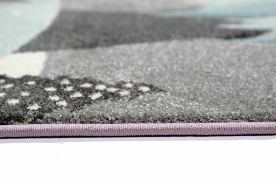 Spielteppich Kinderzimmer Teppich Camping Zelt Bären Berge Wohnwagen Tannen Fluss creme pink grau