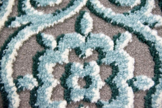 Teppich modern Wohnzimmer Teppich Ornamente in grau türkis