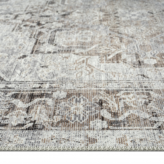 Orientalischer Teppich mit klassisch orientalischen Verzierungen & Ornamenten in grau creme