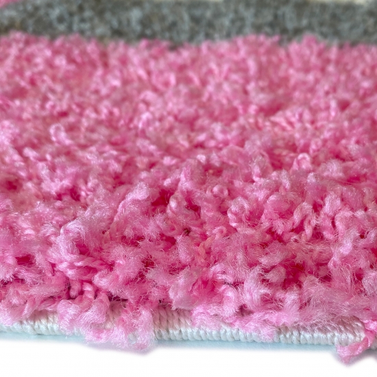 Shaggy Teppich Hochflor Langflor Bettvorleger Wohnzimmer Teppich Läufer Karo pink rosa grau creme
