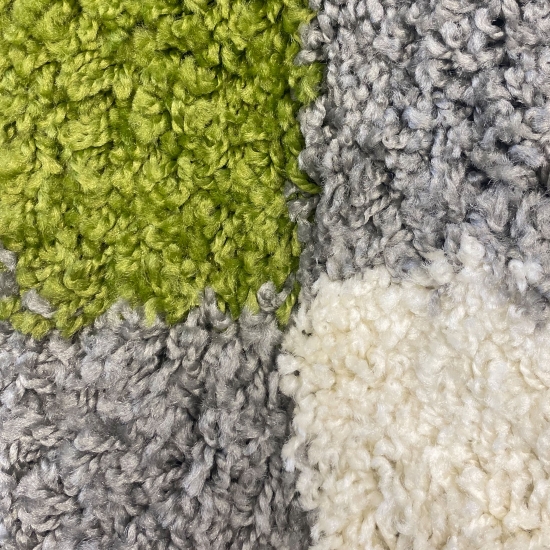 Hochflor Shaggy Teppich Karomuster türkis grau creme