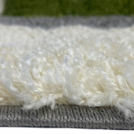 Hochflor Shaggy Teppich Karomuster türkis grau creme