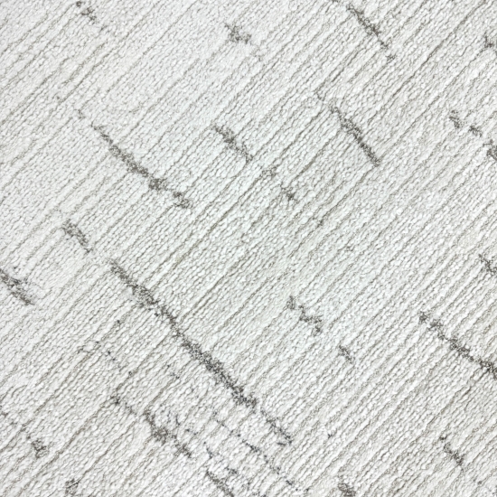 Wohnzimmerteppich Schlafzimmer weich schadstofffrei cremefarben mit beige/braunem Strichmuster