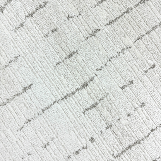 Wohnzimmerteppich Schlafzimmer weich schadstofffrei cremefarben mit beige/braunem Strichmuster
