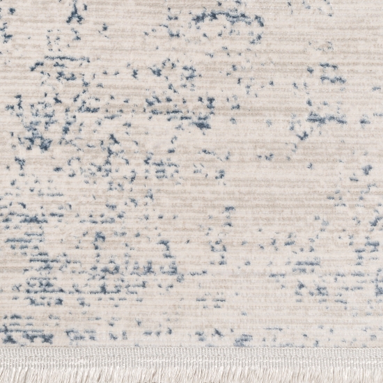 Abstrakter Wohnzimmer-Teppich| hochwertig & elegant| blau-weiß