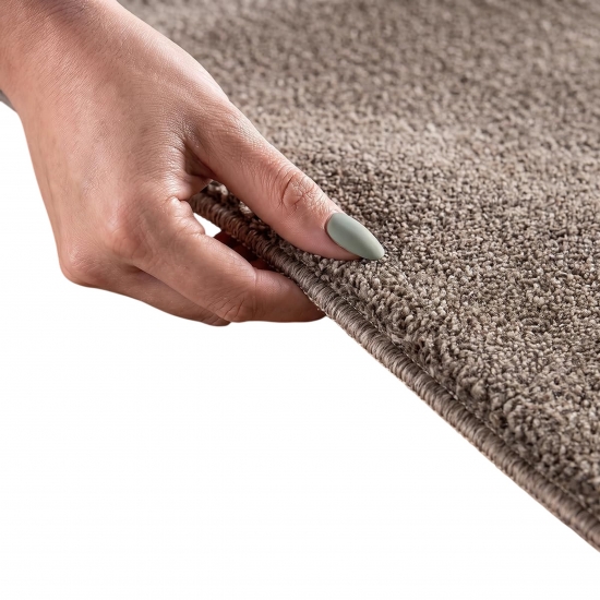 Preview: Moderner Kurzflor Teppich Taupe mit ruhiger Struktur und Wolloptik