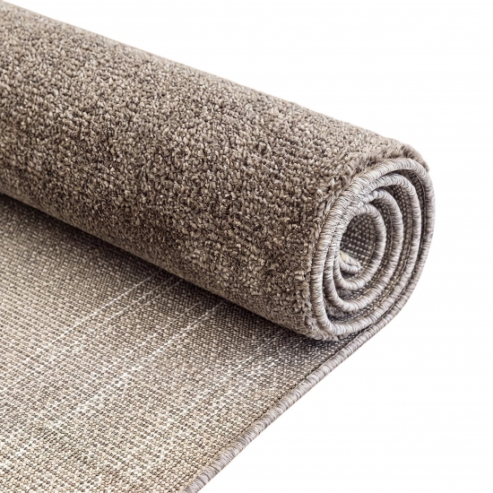 Preview: Moderner Kurzflor Teppich Taupe mit ruhiger Struktur und Wolloptik