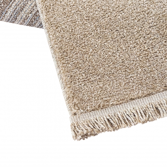 Moderner Kurzflor Teppich Creme Braun mit grafischem Rautendesign