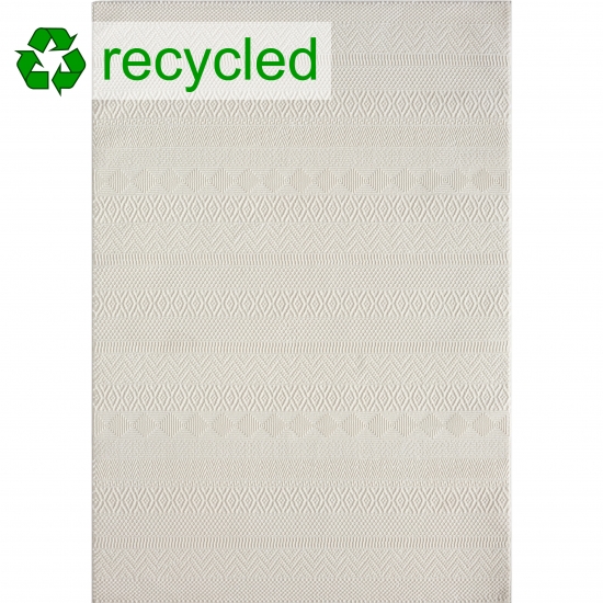 Recycle Wohnzimmerteppich mit hoch-tief Effekt Muster • weich • creme