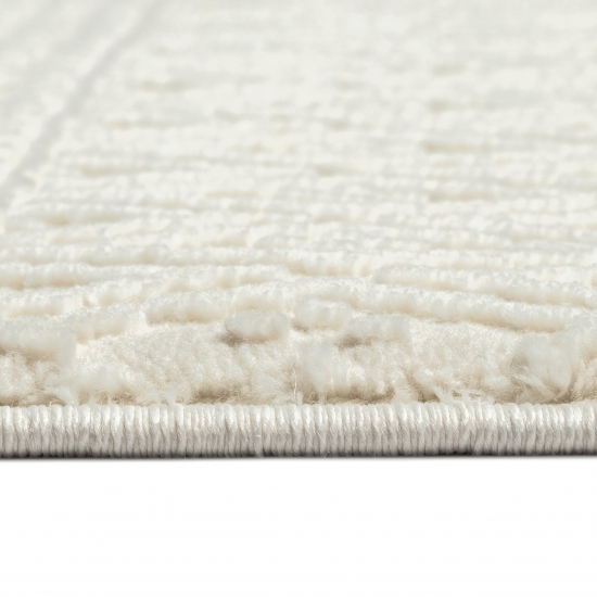 Recycle Wohnzimmerteppich mit hoch-tief Effekt Muster • weich • creme
