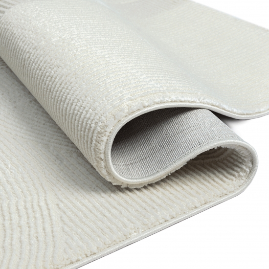 Moderner Recycling-Teppich • ovale Linienformen • in creme