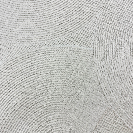 Wohnzimmerteppich Schlafzimmerteppich Recycle mit modernen ovalen Formen liniert in beige