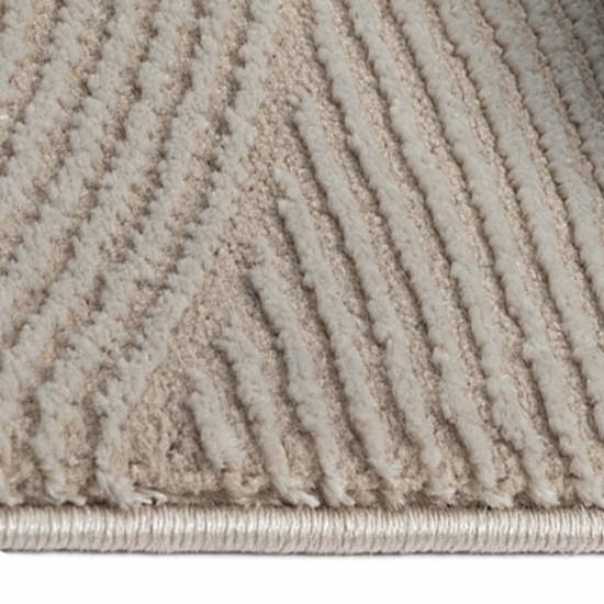 Moderner Recycling-Teppich • ovale Linienformen • in beige