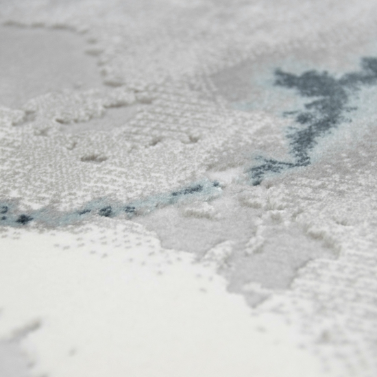 Teppich Wollteppich Marmor Muster blau grau creme