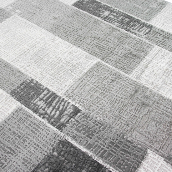 Designer Wohnzimmerteppich Wolle in Grau Creme