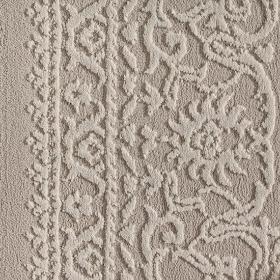 Recycling Teppich Taupe Ornament Stil modern Wohnbereich