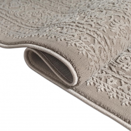 Recycling Teppich Taupe Ornament Stil modern Wohnbereich