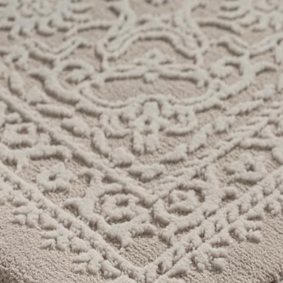 Recycling Teppich Taupe Ornament Stil modern Wohnbereich