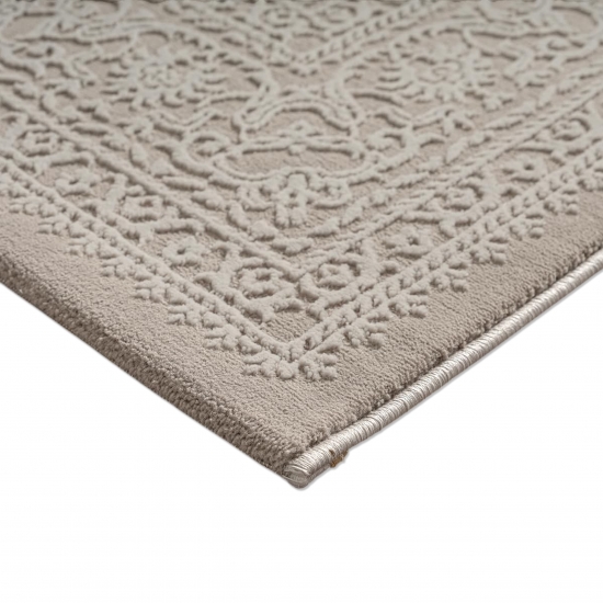 Recycling Teppich Taupe Ornament Stil modern Wohnbereich