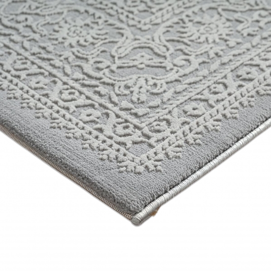 Recycling Teppich Grau Ornament Stil modern Wohnbereich