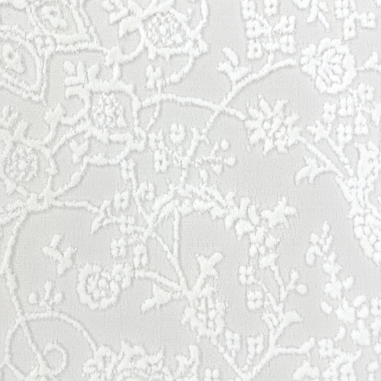 Eleganter recycel Teppich mit Ornamentmuster stilvolle Hoch-Tief-Struktur pflegeleicht Creme