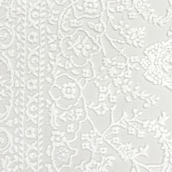 Eleganter recycel Teppich mit Ornamentmuster stilvolle Hoch-Tief-Struktur pflegeleicht Creme