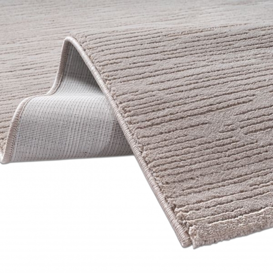 Stilvoller Teppich mit feiner Struktur und modernem Liniendesign in Beige