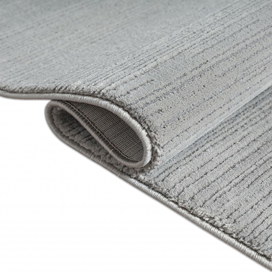 Preview: Teppich Silber Struktur Optik zeitlos Wohnbereich aus recyceltem Material