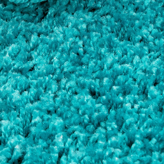 Preview: Moderner Hochflor Teppich in Aqua-Türkis – stilvolles Design und angenehme Haptik
