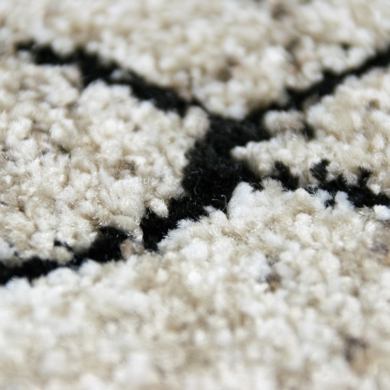 Design Teppich Beige Linienmuster elegant modern Wohnbereich stilvoll