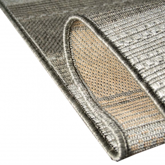 Teppich Sisal Optik Küchenläufer Küchenteppich Streifen grau