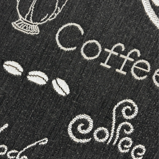 Moderner Sisal Küchenteppich flachgewebter Küchenläufer in Coffee Mocha Espresso schwarz weiß