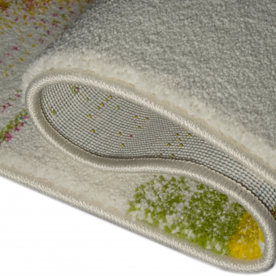 Bunter Designerteppich Wohnzimmer | abstrakt mehrfarbig creme gelb