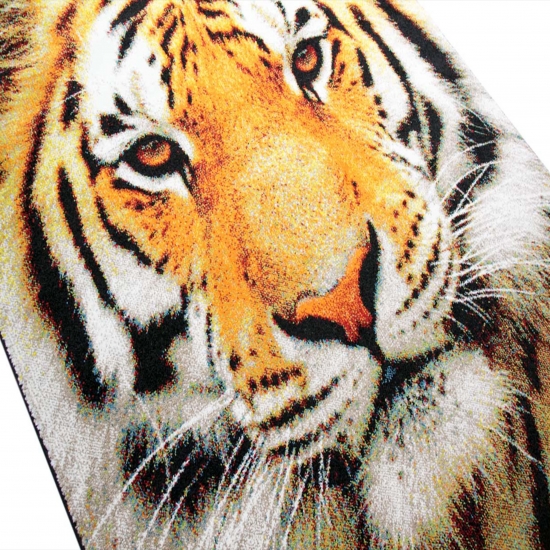 Preview: Designteppich Tiger Motiv Orange Creme mit grafischer Eleganz