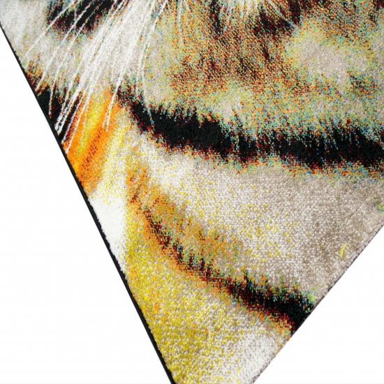 Preview: Designteppich Tiger Motiv Orange Creme mit grafischer Eleganz
