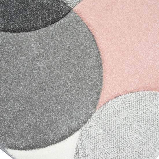 Designer Teppich Wohnzimmerteppich Kurzflor Tropfen rosa grau