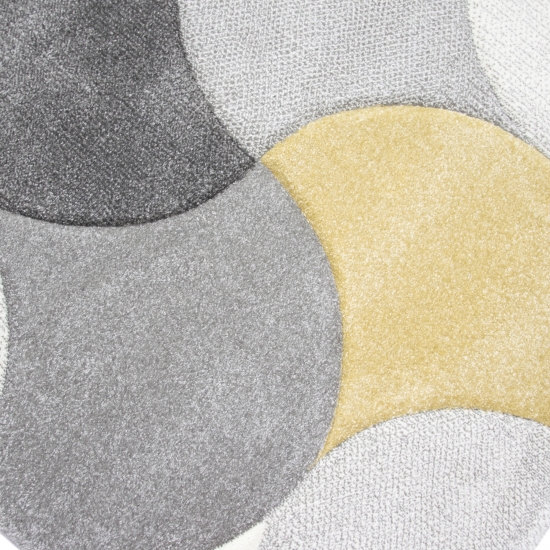 Designer Teppichläufer grau gelb creme mit Konturstruktur