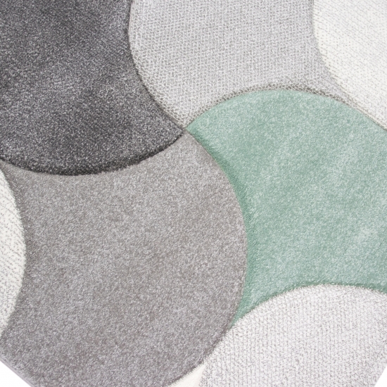 Preview: Designer Teppichläufer grau mint creme mit Strukturdesign