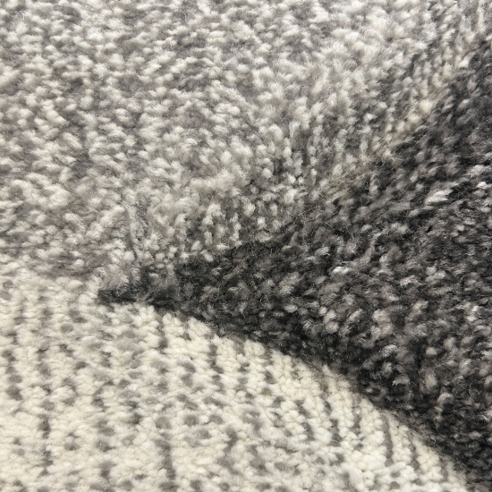 Preview: Designer Teppich grau grün creme mit modernem Kreisdesign