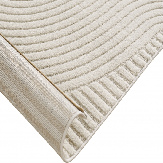 Moderner Teppich in Creme mit 3D Muster