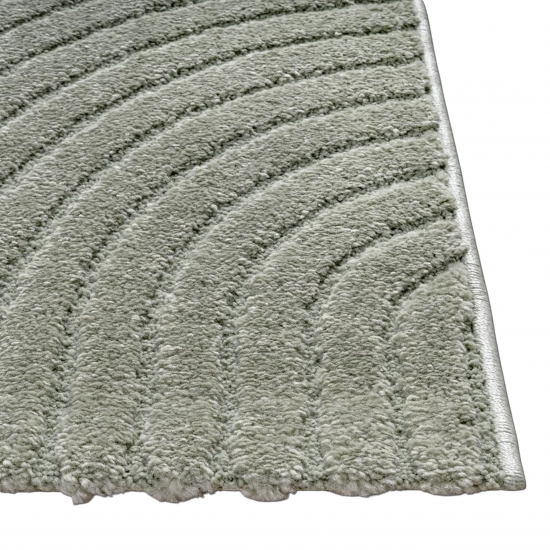 Designteppich grün mit Relieflinien modern pflegeleicht strukturiert