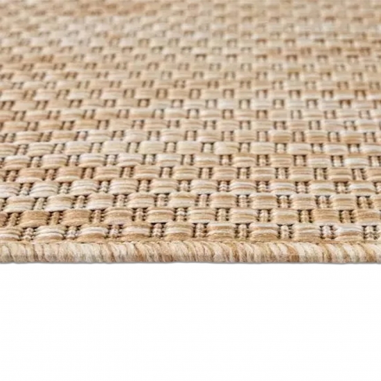 In- und Outdoorteppich Niedrigflor wetterfest einfarbig in Beige