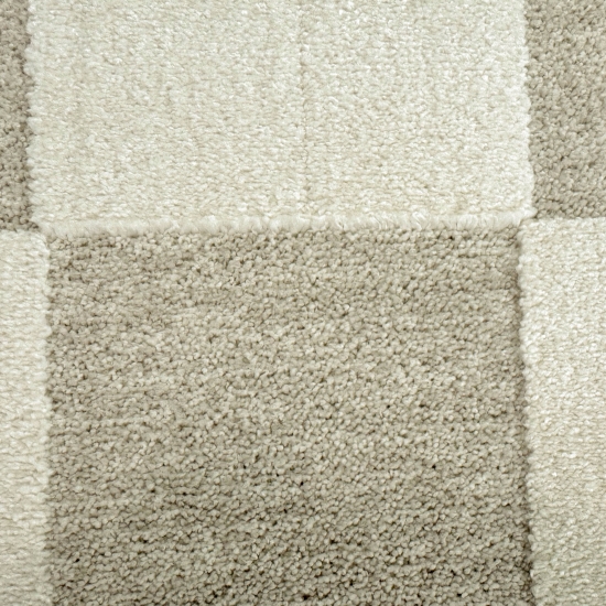 Wohnzimmerteppich im Karomuster flauschig robust in Creme Beige