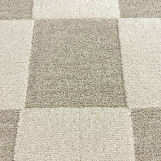 Wohnzimmerteppich im Karomuster flauschig robust in Creme Beige