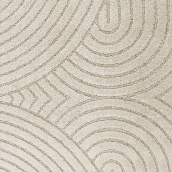 Moderner Teppich für Wohnzimmer mit Bogenmuster in creme