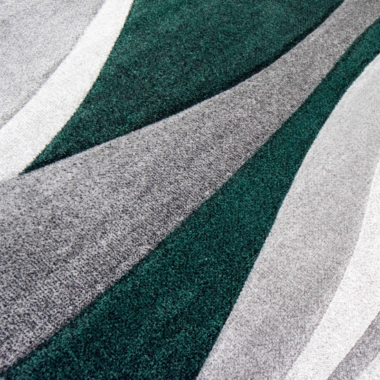 Teppich modern Teppich Wohnzimmer Wellen grau grün