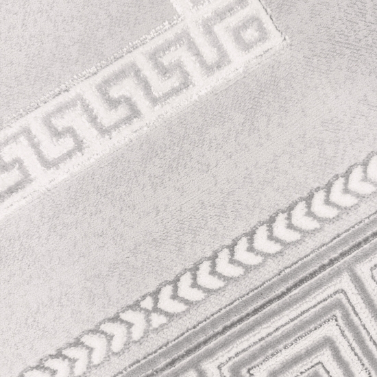 Teppich modern grau silber Bordüre Muster strapazierfähig elegant