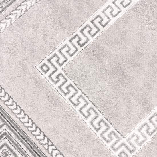 Teppich modern grau silber Bordüre Muster strapazierfähig elegant